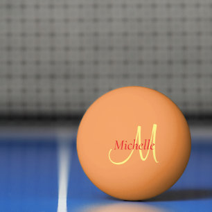 Pelota De Ping Pong Naranja amarillo Monograma Plantilla inicial moder
