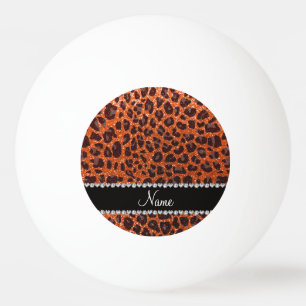 Pelota De Ping Pong Naranja de nombre personalizado purpurina leopardo