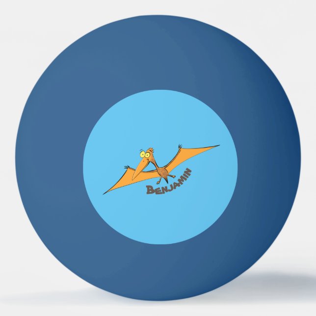 Pelota De Ping Pong Naranja lindo y gracioso personalizado pterodáctil (Anverso)