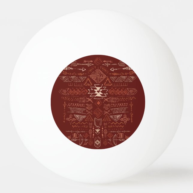 Pelota De Ping Pong Navajo Aztec: Patrón de Doodle Étnico. (Anverso)