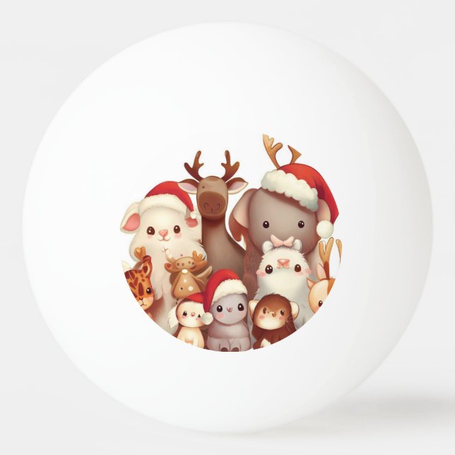 Pelota De Ping Pong Navidades Animales (3) (Anverso)