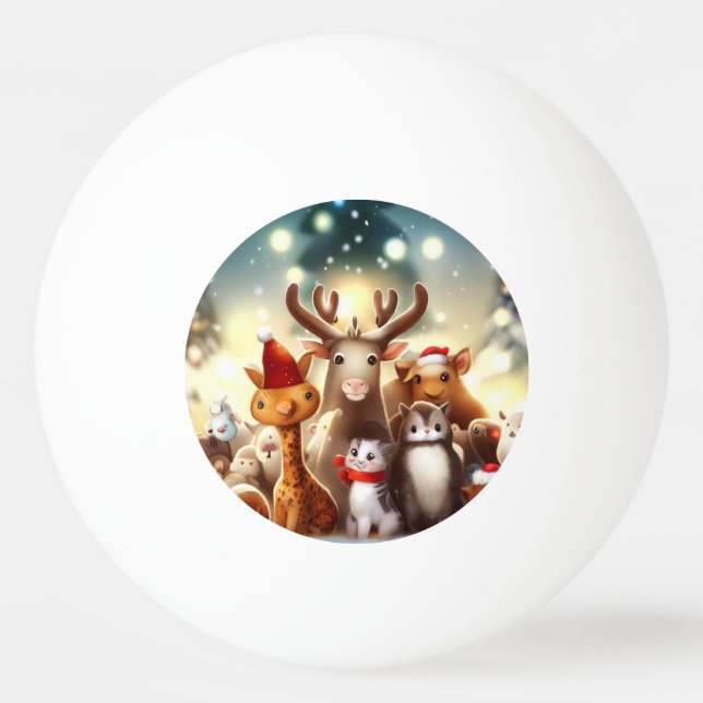Pelota De Ping Pong Navidades Animales (7) (Anverso)