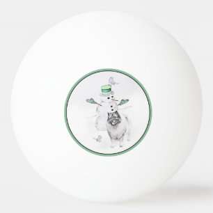 Pelota De Ping Pong Navidades de Keeshond Snowman pinta arte de perro