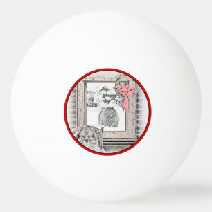 Pelota De Ping Pong Navidades de Keeshond Ventana de Invierno Pintura