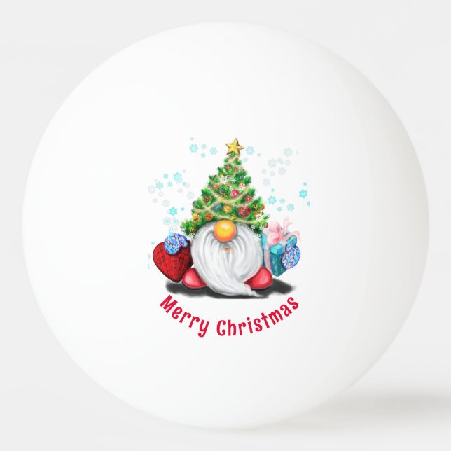 Pelota De Ping Pong Navidades Ping Pong Ball Gnome con regalo (Anverso)