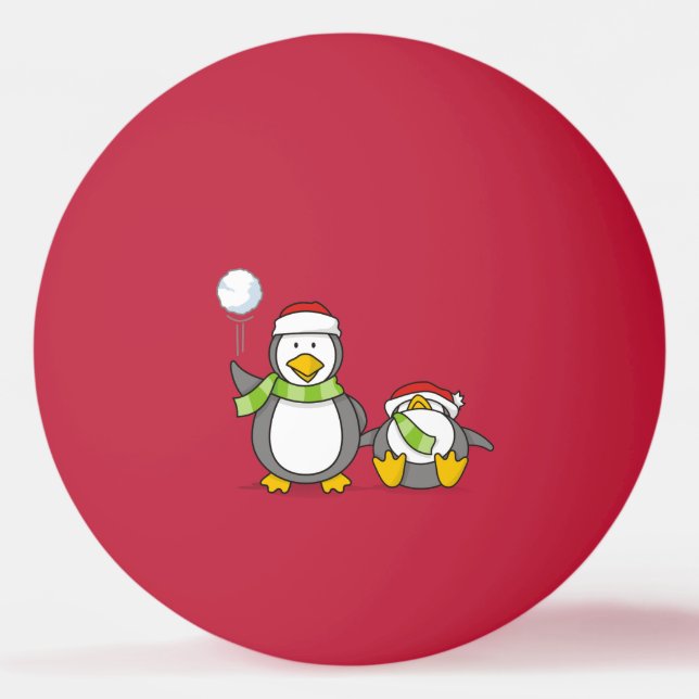 Pelota De Ping Pong Navidades Pingüinos Snowballing (Anverso)