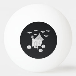 Pelota De Ping Pong Noche de Halloween con casa embrujada, murciélagos