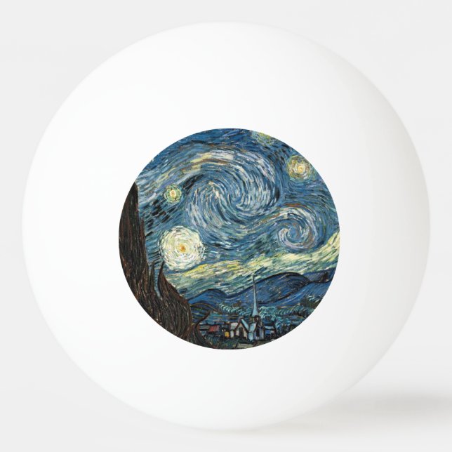 Pelota De Ping Pong Noche estrellada de Vincent van Gogh. Arte famoso (Reverso)