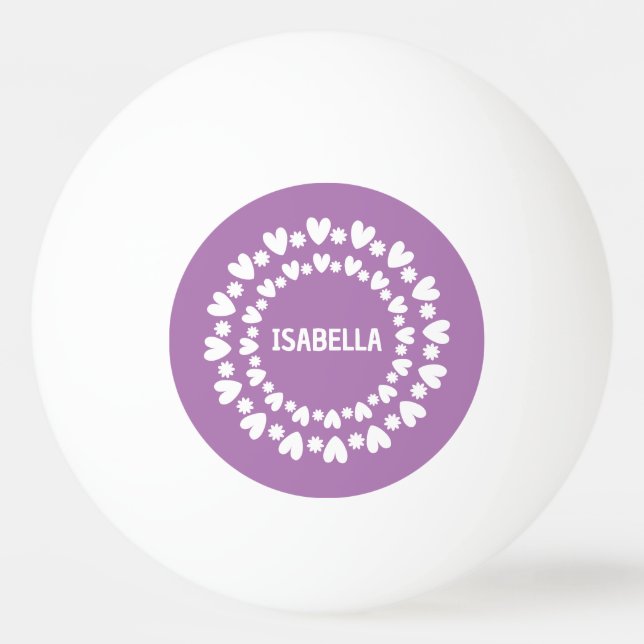 Pelota De Ping Pong Nombre De Flores Y Corazones (Anverso)