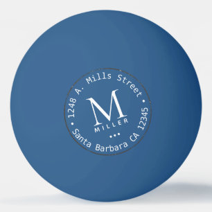 Pelota De Ping Pong nombre de monograma de círculo azul e inicial