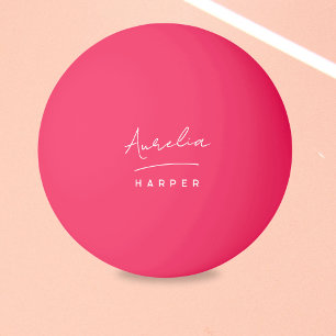 Pelota De Ping Pong Nombre de monograma rosa personalizado