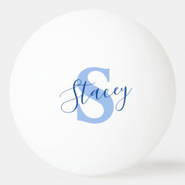 Pelota De Ping Pong Nombre del monograma azul e inicial