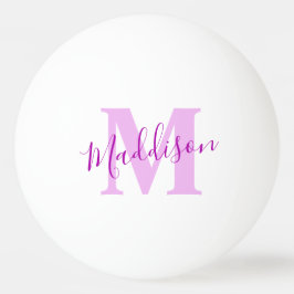 Pelota De Ping Pong Nombre inicial del monograma rosa morado
