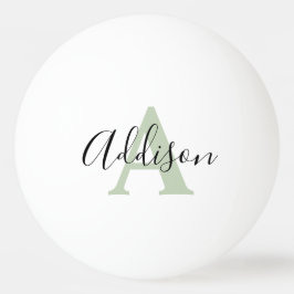 Pelota De Ping Pong Nombre inicial del monograma verde sabio negro