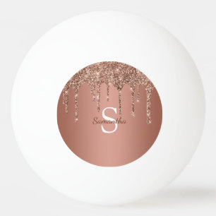 Pelota De Ping Pong Nombre Monograma con Drips Brillantes de Purpurina