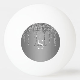 Pelota De Ping Pong Nombre Monograma de Lámina con Gotas Brillantes de