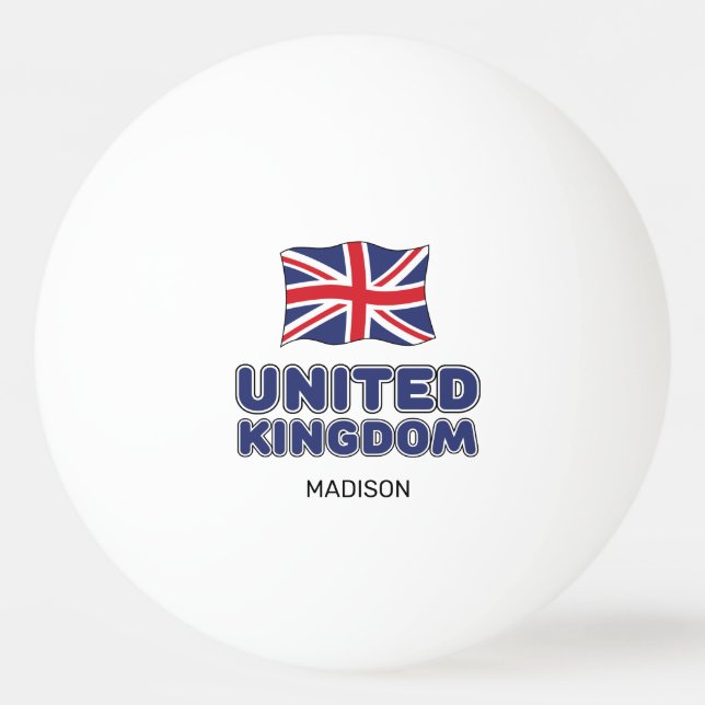 Pelota De Ping Pong Nombre personalizado Bandera de Reino Unido (Anverso)