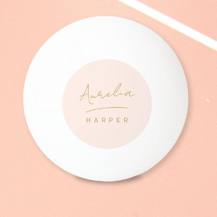 Pelota De Ping Pong Nombre personalizado del guión dorado rosado Monog