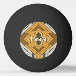 Pelota De Ping Pong Nombre personalizado geométrico rústico marrón dor