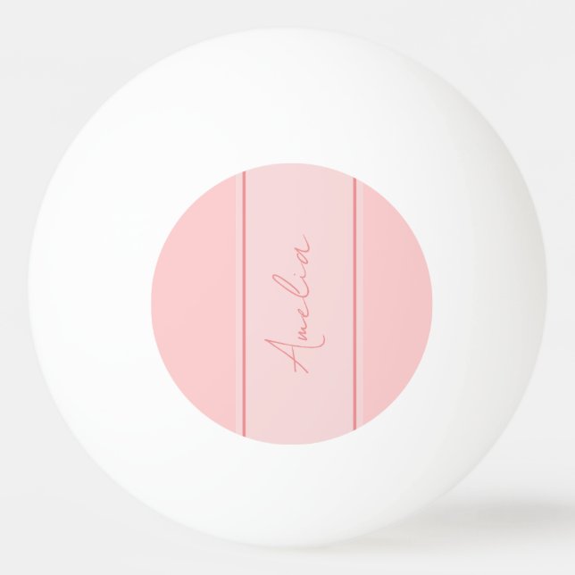 Pelota De Ping Pong Nombre Personalizado Mínimo Rosa Rubor (Anverso)