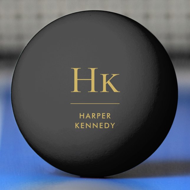 Pelota De Ping Pong Nombre personalizado Monograma Oro negro (Subido por el creador)