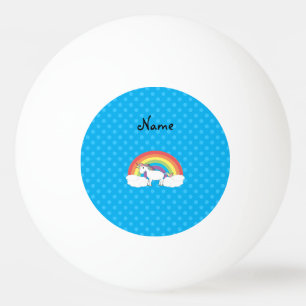 Pelota De Ping Pong Nombre personalizado: puntos de polka azul unicorn