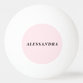 Pelota De Ping Pong Nombre Personalizado Rosa Pastel Negro Minimalista