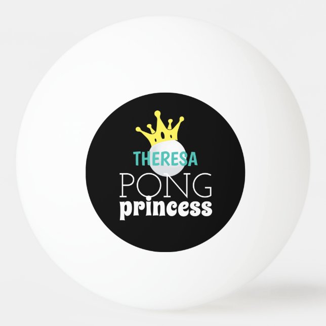 Pelota De Ping Pong Nombre Verde azulado personalizado de la princesa  (Anverso)