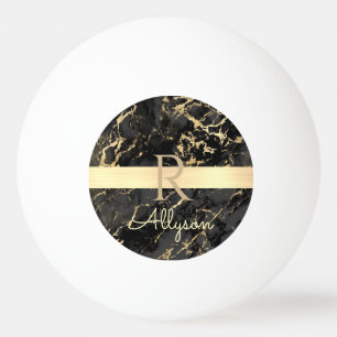 Pelota De Ping Pong Nombre y monograma personalizados, barra dorada, m