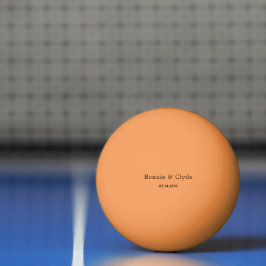 Pelota De Ping Pong Nombres personalizados y fecha naranja elegantes