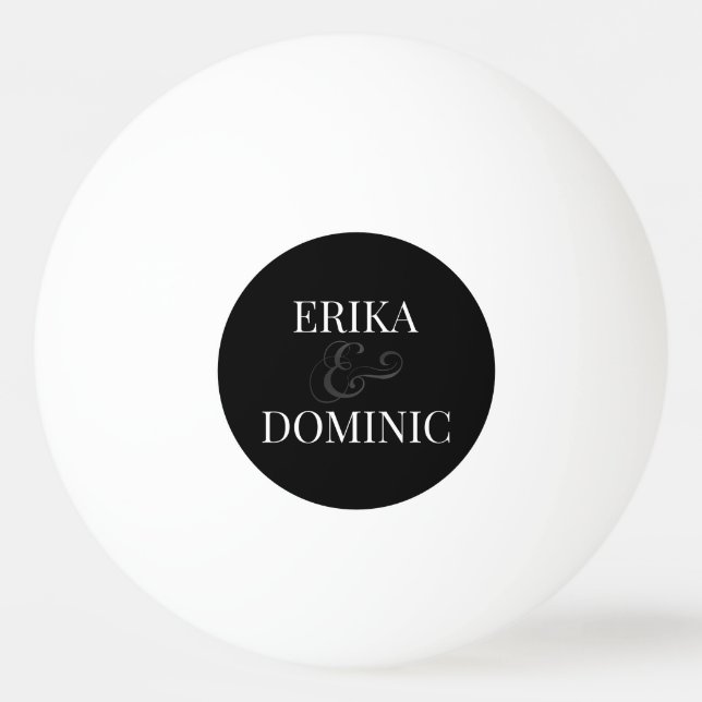 Pelota De Ping Pong Novia blanca negra personalizada y Boda de Groom  (Anverso)