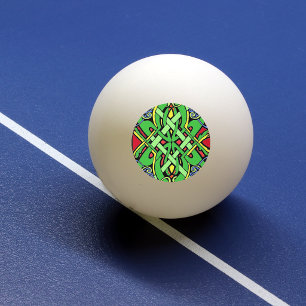 Pelota De Ping Pong Nudo celta irlandés ornamentado colorido