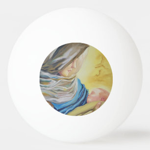 Pelota De Ping Pong Nuestra Señora del Silencio agarrando al bebé Jesú