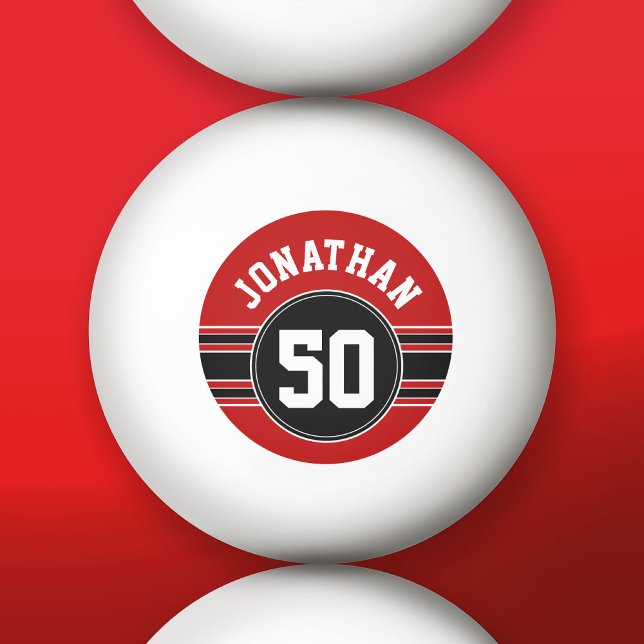 Pelota De Ping Pong Número de nombre del ventilador del equipo negro r (Custom Ping Pong Balls)