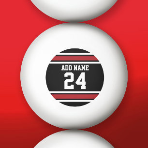 Pelota De Ping Pong Número de nombre personalizado de Black and Red Sp