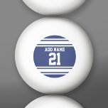 Pelota De Ping Pong Número de nombre personalizado de Blue White Sport<br><div class="desc">Si eres propietario de un equipo de Fantasy Football,  haz tus propios productos y alardes con tus amigos. O - ¿Juegas al fútbol de secundaria y quieres un recuerdo? Este diseño deportivo es perfecto para cualquier atleta que juegue fútbol o béisbol.</div>