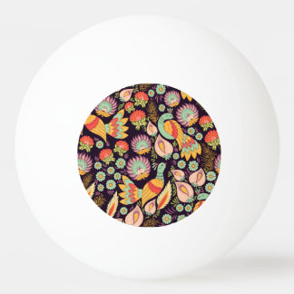 Pelota De Ping Pong Ornamento de aves florales folclóricas vintage