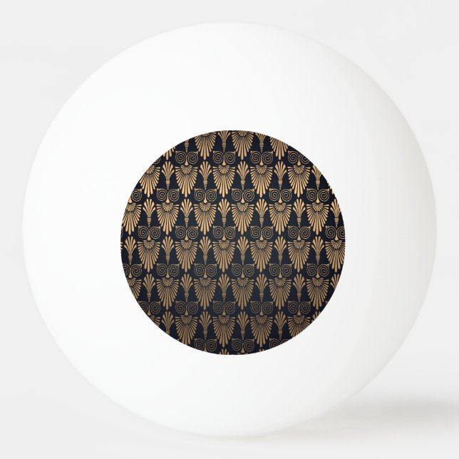 Pelota De Ping Pong Oro negro Art Deco: Retro. (Anverso)