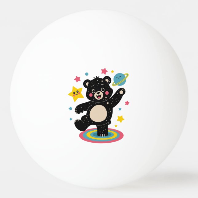 Pelota De Ping Pong Oso cósmico con estrellas y planetas - Espacio red (Anverso)