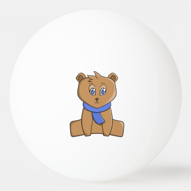 Pelota De Ping Pong Oso de peluche con un pañuelo azul (Anverso)