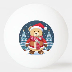 Pelota De Ping Pong Oso de peluche festivo con sombrero de Santa