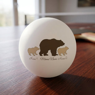 Pelota De Ping Pong Oso Mamá Personalizado Con 2 Nombres De Niños Rega