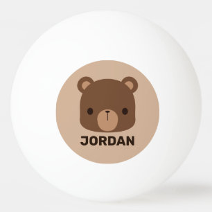 Pelota De Ping Pong Oso marrón lindo con nombre personalizado