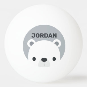 Pelota De Ping Pong Oso polar pequeño y corto con nombre personalizado