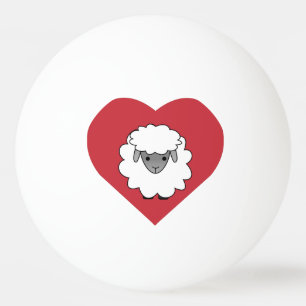 Pelota De Ping Pong Oveja Personalizado con corazón en segundo plano