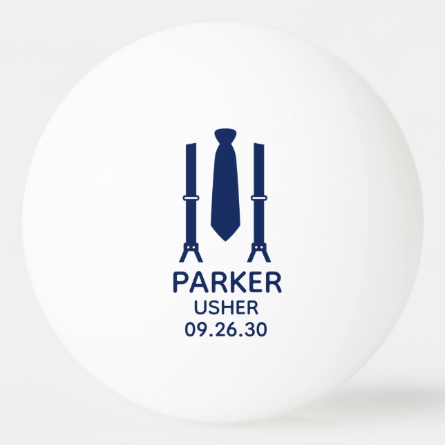 Pelota De Ping Pong Padrino Corbata Azul (Anverso)