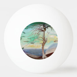 Pelota De Ping Pong Paintaje paisajístico del árbol del cedro solitari