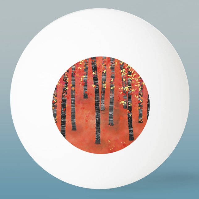 Pelota De Ping Pong Paisaje del bosque Birch (Red abstract forest ping pong ball)