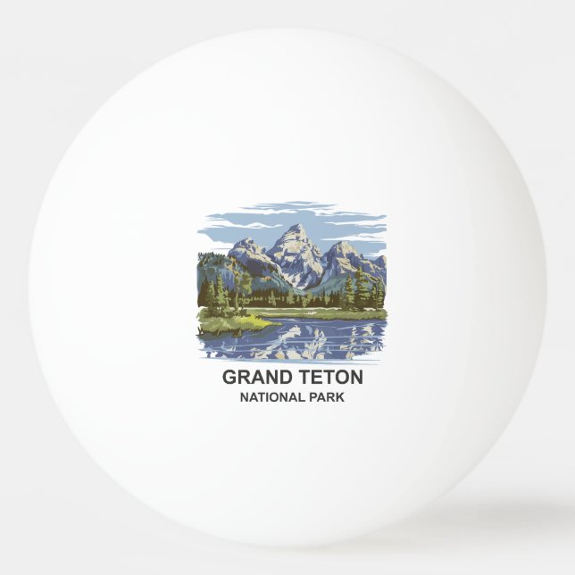 Pelota De Ping Pong Paisaje del Parque Nacional del Gran Tetón (Anverso)