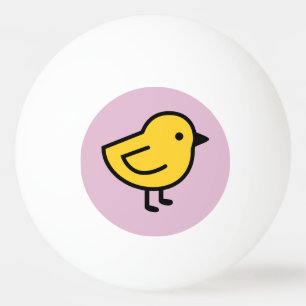 Pelota De Ping Pong Pájaro Pollito Amarillo Sobre Un Rosa